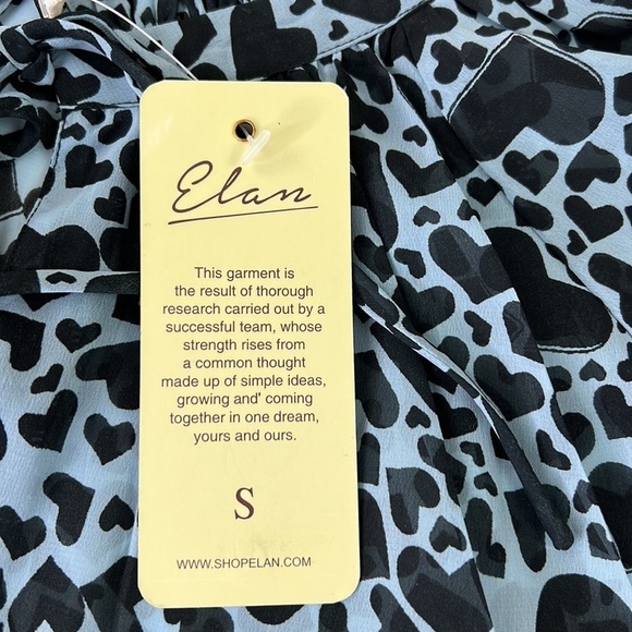 Elan Sheer High Neck Front Tie Heart Long Sleeved Peasant Blouse - Picture 5 of 10